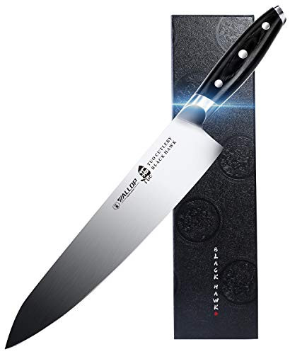 Chef knife - 10 inch Meat and Vegetable Kitchen Knife - High Carbon German Stainless Steel - Full Tang Pakkawood Handle - BLACK HAWK SERIES with gift box