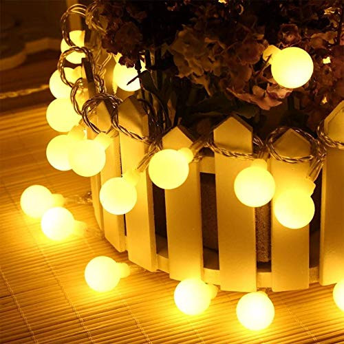 KGC Battery Operated String Lights, 33ft/10m 100 LED Bulb Warm White Globe String Lights with Remote Controller&Battery Box, Decorative Timer Fairy Light for Christmas/Wedding/Party Indoor and Outdoor