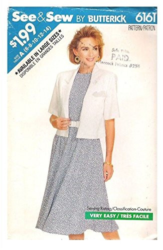 Butterick 6161 See & Sew Sewing Pattern Misses Sleeveless Dress & Short Jacket Sizes 6 8 10 12 14