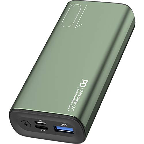 TOZO PB3 Portable Charger 10000mAh One of The Lightest and Slimmest Fast Power Bank 18W PD+Quick Charge 3.0 High-Speed Charging Battery Pack with USB-C Input/Output for iPhone,Samsung and More Green