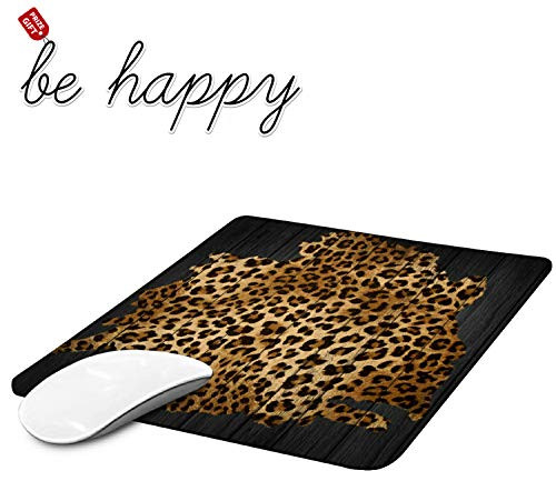 Mouse Pad, Leopard Grain of Wood Gaming Mouse Pads Non-Slip Rubber Base Mouse Mats for Laptop Computers and Office, Rectangle Cute Mousepad and Be Happy Computer Stickers