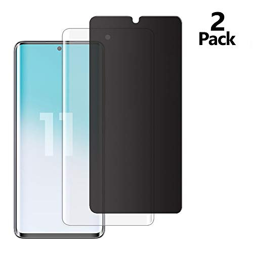 [2-Pack] Welmax Galaxy S20 Privacy/HD Screen Protector TPU Ultra HD Film Full Adhesive Soft Film [Support in-Screen Unlock],Anti Spy Nano Shield,For Samsung Galaxy S20 (6.2)