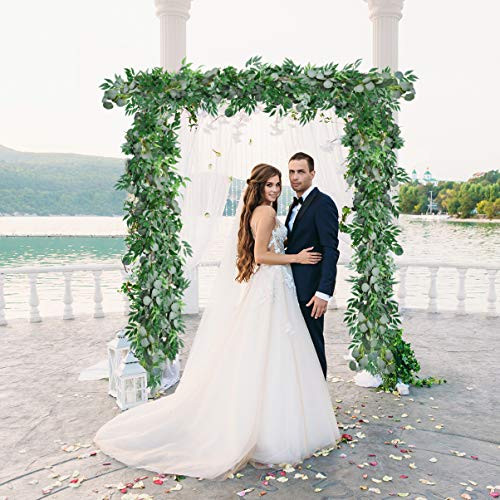 IMIKEYA 6.56ft Greenery Garland Artificial Silver Dollar Eucalyptus Garland and Willow Vines Twigs Leaves Garland String for Wedding Backdrop Arch Table Wall Indoor Outdoor Decor