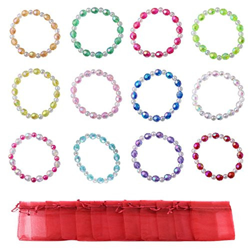FadJollys Assorted Plastic Iridescent Bead Bracelets 12pcs Per Pack Value Pack