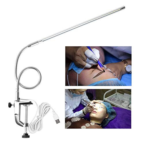 USB LED Desk Lamp, Adjustable Clip On LED Nail Lamp Dimmable Eye Care Gooseneck 360° Swivel 18w LED Clamp Light for Manicure Reading Tattoo Light