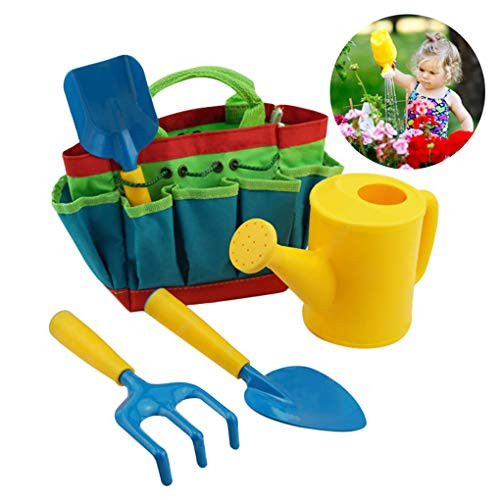 Kids Garden Tools Set,Kids Gardening Tools Gardening Set Outdoor Toys Garden Tote Bag Watering Can Shovels Rake Trowel Toddler Home Gardening Kids Yard Tools Children Gardening Tool Set