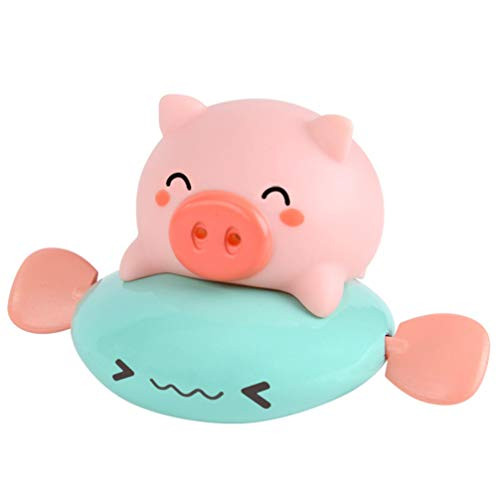 TOYANDONA 1pcs Bath Toy Swimming Pig Toy Wind Up Chain Bathing Water Toy Swimming Bathtub Toy for Baby Toddlers