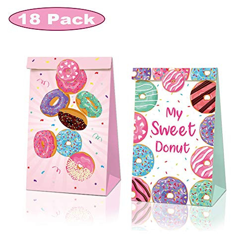 Donut Candy Bags for Donut Grow Up Party Sweet Doughnut Goodie Favor Bags for Kids Birthday Party Supplies 18 Pack