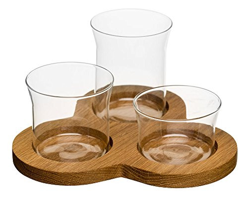 Sagaform Oak and Glass 4-Piece Serving Set