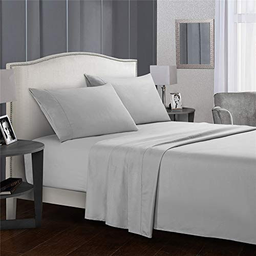 HERHONEY Twin Size Bed Sheet Set - 3 Piece Bed Sheets Set Microfiber 1800 Thread Count Ultra-Soft, Breathable - Deep Pocket Wrinkle Fade and Hypoallergenic (Grey, Twin Size)