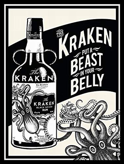 PaBoe Vintage Metal Tin Sign 8x12 Kraken Rum Wall Decor Home Decor