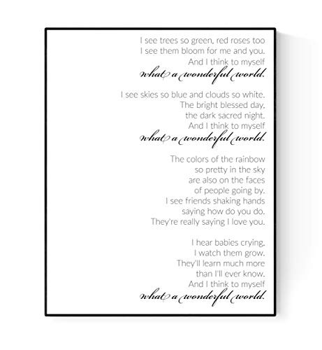 Louis Armstrong Lyrics Poster | What A Wonderful World | Music Art Print (11x14)
