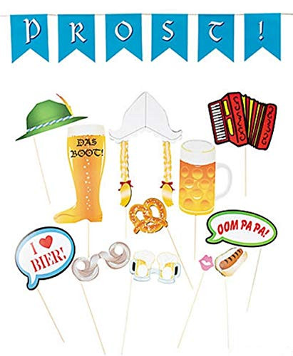 12 Oktoberfest Selfie Photo Booth Handheld Costume Props + Prost Oktoberfest Garland