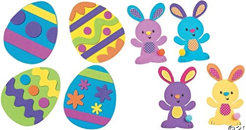 Easter Bunny and Easter Egg Craft Kits | 24 Pack Easter Craft Kits | Bulk Class Pack Easter Crafts