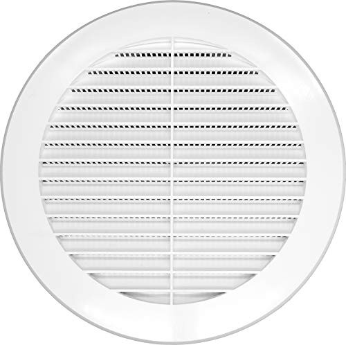 Vent Cover - Round Soffit Vent - Air Vent Louver - Grille Cover - Built-in Fly Screen Mesh - HVAC Ventilation (6'' Inch, Plastic - White)