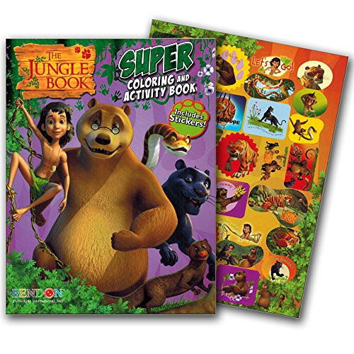 Jungle Book Coloring Book with Jungle Animals Stickers (Giant 144 Pg Book, Jungle Book Party Supplies)