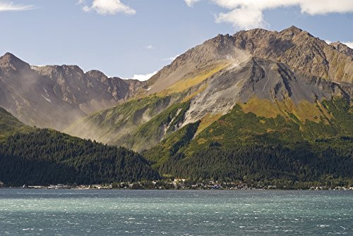 Posterazzi View Of Mt Marathon And Seward Alaska From Across Resurrection Bay During Summer On The Kenai Peninsula Poster Print, (17 x 11)