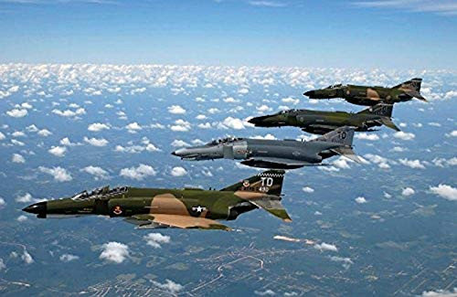 Posterazzi Poster Print Collection F-4 Phantom II Fighter Aircraft Fly in Formation Stocktrek Images, (17 x 11), Multicolored