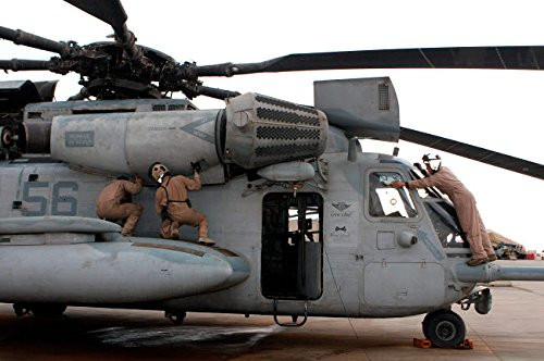 Posterazzi Poster Print Collection US Marines Perform Preflight Checks on a CH-53E Super Stallion Helicopter Stocktrek Images, (17 x 11), Multicolored
