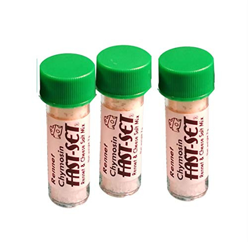FAST-SET 3 X Rennet Chymosin 7 Grams Mix for 150 litres of Milk Rennin Cheese Salt & Coagulant Tub