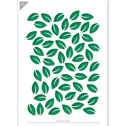 Qbix Leaves Pattern Stencil - A5 Size - Reusable Kids Friendly DIY Stencil for Painting, Baking, Crafts, Wall, Furniture