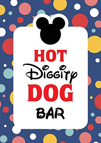 Mickey Mouse Party Supplies | Mickey Mouse Clubhouse Inspired Door Sign | Hot Diggity Dog Bar Party Sign - 8 x 10 Size - Printed in Card Stock