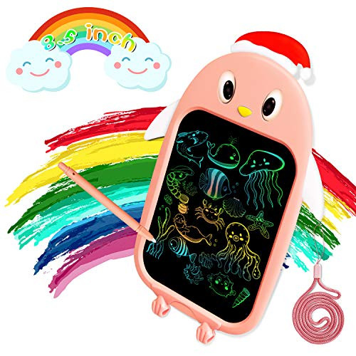 Bagpipe LCD Writing Tablet 8.5-Inch Colorful Doodle Board Drawing Tablet, Electronic Drawing Pad with Lock Function, Educational and Learning Toys for 3 4 5 6 Year Old Girls and Boys,Pink