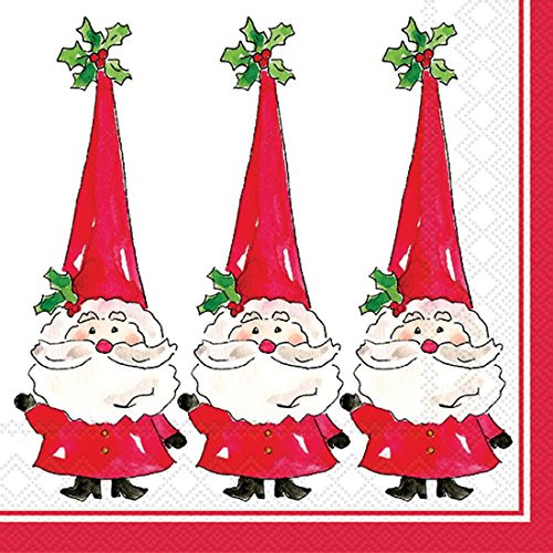 Ideal Home Range 20-Count Rosanne Beck Santa Paper Cocktail Napkins, Red