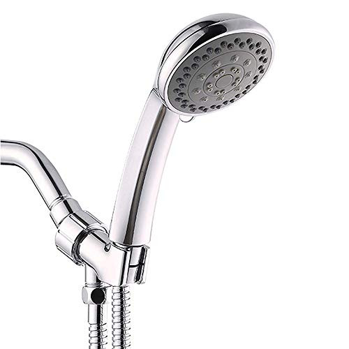 Bathroom Handheld Showerheads High Pressure Handheld Shower Head 5-Setting Chrome Face with Hose and Shower Adapter
