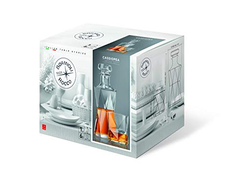 Bormioli Cassiopea Whiskey Set (Decanter + Rocks), 28.75 oz/11.25 oz, Clear