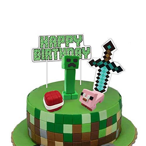 Pixel Party Birthday Cake Decoration Video Game Cake Toppers Pixel Party Birthday Cake Decoration Video Game Cake Toppers