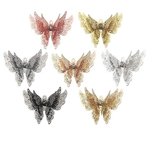 Craft Supplies 7Pcs Mixed Butterfly Charms Pendants Beads Charms Pendants for Crafting, Jewelry Findings Making Accessory for DIY Necklace Bracelet M245