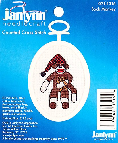 The Janlynn Corporation Ready, Set...Stitch "Sock Monkey" Counted Cross Stitch Kit with Frame