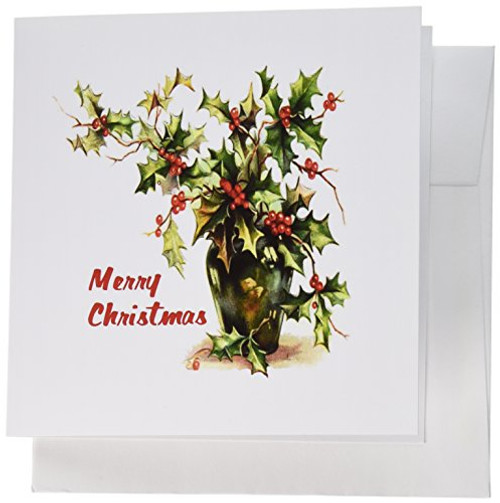 3dRose Holly Leaves Merry Christmas - Greeting Cards, 6 x 6 inches, set of 6 (gc_26639_1) 3dRose Holly Leaves Merry Christmas - Greeting Cards, 6 x 6 inches, set of 6 (gc_26639_1)