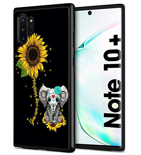 Galaxy Note 10 Plus case, Slim Anti-Scratch Shockproof Silicone TPU Protective Cover for Samsung Galaxy Note 10 Plus/Note 10 Plus 5G, Sunflower Cute Art Elephant