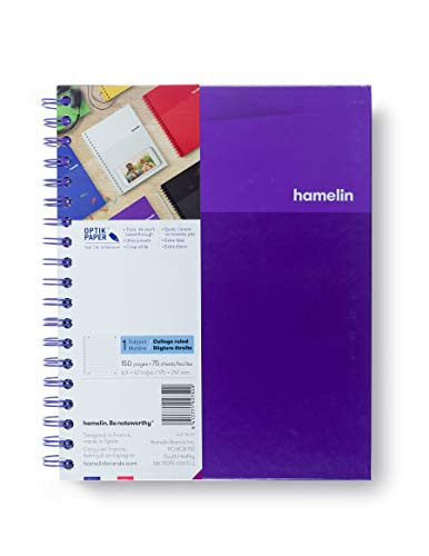 Hamelin 1 Subject 7"x10" Hard Cover Double Wire Spiral Notebook College Ruled 150 Pages ULTRA Violet