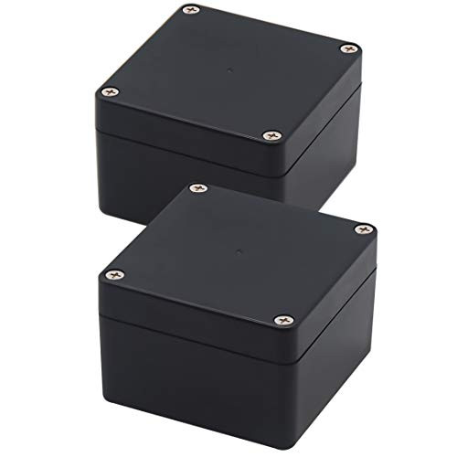 Junction Box, Zulkit Project Box IP65 Waterproof Dustproof ABS Plastic Electrical Boxes Enclosure Black 3.27 x 3.19 x 2.20 inch (83 x 81 x 56mm)(Pack of 2)