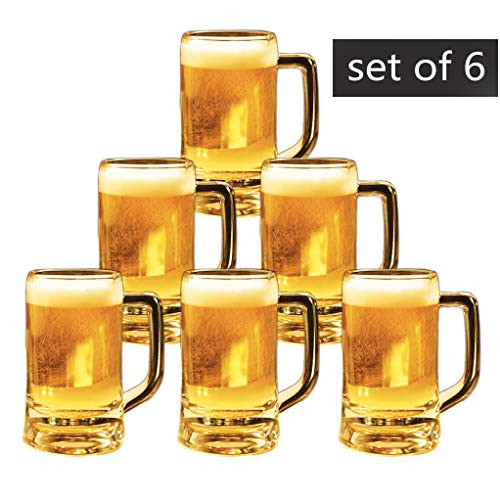 Ecentaur Beer Glasses Steins Pint Glass Beer Mug for Drinking Classics Beer Cup Tumblers Pub Drinkware Bar Glassware Set of 6