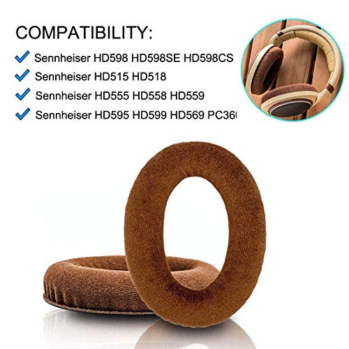 HD598 Replacement Ear Pads Headphones Replacement Ear Pads Ear Cushion Compatible with Sennheiser HD598 HD598SE HD598CS HD518 HD555 HD558 HD595 HD599 HD569 HD559 HD515 PC360(Brown)