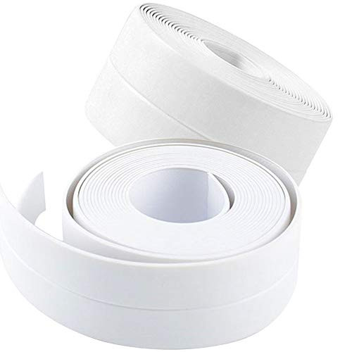 2 Pack Tape Caulk Strip, PVC Self Adhesive Caulking Sealing Tape for Kitchen Sink Toilet Bathroom Shower and Bathtub, 1-1/2" x 11' White 2 Pack Tape Caulk Strip, PVC Self Adhesive Caulking Sealing Tape for Kitchen Sink Toilet Bathroom Shower and Bathtub, 1-1/2" x 11' White