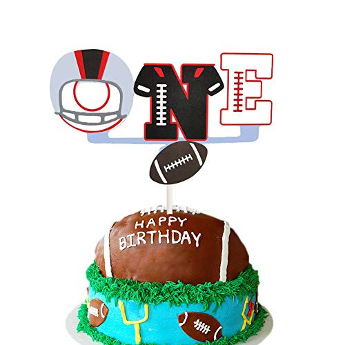 Football First Birthday Cake Topper, Sport Party Cake Decor, Sport/Chargers/Athlete/Field Goal/Helmet/Football Themed 1st First Birthday Baby Shower Party Cake Supplies Decorations