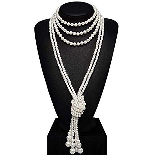 2 Pack Faux Pearls Necklace 1920s 