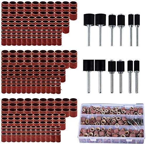 338pcs Sanding Drum Kit with Free Box Drum Sander Set Including 360 Pieces Nail Sanding Band Sleeves and 24 Pieces Drum Mandrels for Dremel Rotary Tool 338pcs Sanding Drum Kit with Free Box Drum Sander Set Including 360 Pieces Nail Sanding Band Sleeves and 24 Pieces Drum Mandrels for Dremel Rotary Tool