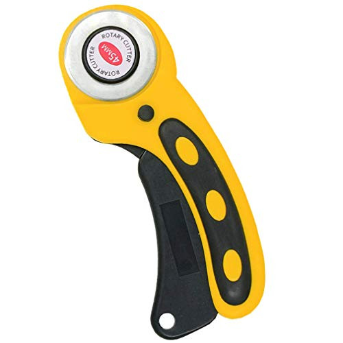 Rotary Cutter for Fabric - 45mm Sewing Rotary Quilters with Rotary Blade & Safety Lock Arts Crafts Supplies Tool for Fabric/Paper/Cloth/Leather Cutting, Quilting