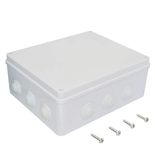 Zulkit Junction Box ABS Plastic Dustproof Waterproof IP65 Universal Electrical Boxes Project Enclosure White 11.8 x 9.8 x 4.7 inch (300mmx250mmx120mm)