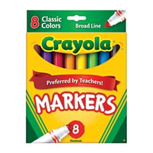 Crayola Non-Washable Markers, Broad Point, Classic Colors, 8/Set (58-7708) Crayola Non-Washable Markers, Broad Point, Classic Colors, 8/Set (58-7708)