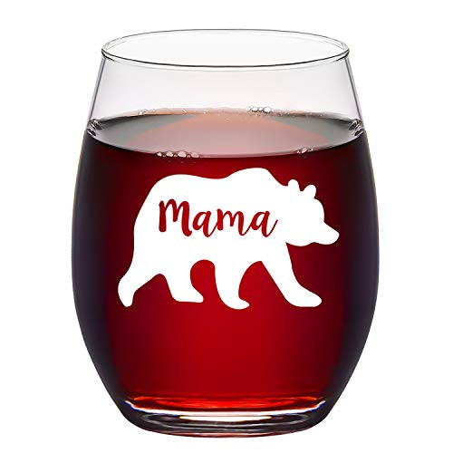 Mama Bear Stemless Wine Glass for Mother's Day Birthday Christmas, Funny Mother Wine Glass for New Mom Friend Wife Women Mom To Be, 15 Oz Mama Bear Stemless Wine Glass for Mother's Day Birthday Christmas, Funny Mother Wine Glass for New Mom Friend Wife Women Mom To Be, 15 Oz