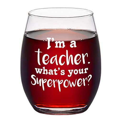 I'm A Teacher What's Your Super Power Stemless Wine Glass, 15Oz Teacher Wine Glass - Teacher Gifts for Women, Men, Teachers, Professors, Mentor, Teaching Assistant, Teacher Appreciation Day, Birthday I'm A Teacher What's Your Super Power Stemless Wine Glass, 15Oz Teacher Wine Glass - Teacher Gifts for Women, Men, Teachers, Professors, Mentor, Teaching Assistant, Teacher Appreciation Day, Birthday