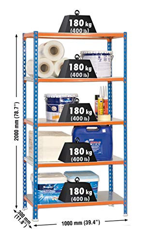 Simonrack 5/300 Simonclick Kit Plus Shelf, Blue/Orange/Galvanized