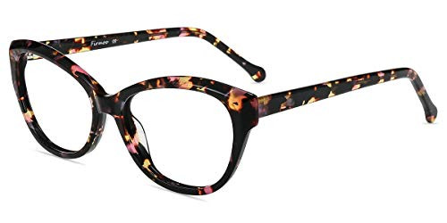 Firmoo Blue Light Blocking Glasses Women,Anti Headache Anti Eye Strain, Cat Eye Computer Glasses,Non-Prescription Bluelight Blocker Eyeglasses (Pattern Frame)